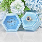 Ellibelle Jewellery Vintage Natural Sapphire & Diamond 18ct Gold Oval Cluster Ring