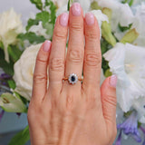Ellibelle Jewellery Vintage Natural Sapphire & Diamond 18ct Gold Oval Cluster Ring
