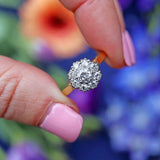 Ellibelle Jewellery Vintage Old-European-Cut Diamond 18ct Gold Platinum Cluster Ring (0.95cts)