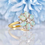 Ellibelle Jewellery Vintage Opal & Diamond 18ct Gold Cluster Ring By Cropp & Farr