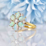 Ellibelle Jewellery Vintage Opal & Diamond 18ct Gold Cluster Ring By Cropp & Farr