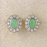 Ellibelle Jewellery Vintage Opal & Diamond 18ct Gold Cluster Stud Earrings