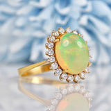 Ellibelle Jewellery Vintage Opal & Diamond 18ct Gold Oval Cluster Ring