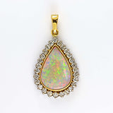 Ellibelle Jewellery Vintage Opal & Diamond 18ct Gold Pear-Shaped Cluster Pendant