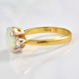 Ellibelle Jewellery Vintage Opal & Diamond 18ct Gold Trilogy Ring