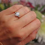 Ellibelle Jewellery Vintage Opal & Diamond 18ct Gold Trilogy Ring