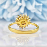 Ellibelle Jewellery Vintage Orange Zircon & Diamond 18ct Gold Cluster Ring