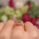 Ellibelle Jewellery Vintage Orange Zircon & Diamond 18ct Gold Cluster Ring