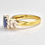 Ellibelle Jewellery Vintage Oval Blue Sapphire & Diamond 18ct Gold Ring
