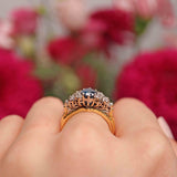 Ellibelle Jewellery Vintage Oval Blue Sapphire & Diamond 18ct Gold Ring