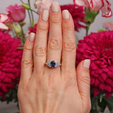 Ellibelle Jewellery Vintage Oval Blue Sapphire & Diamond 18ct Gold Ring