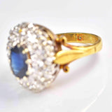 Ellibelle Jewellery Vintage Oval Sapphire & Diamond 18ct Gold Cluster Ring