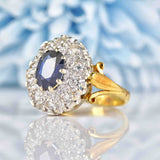 Ellibelle Jewellery Vintage Oval Sapphire & Diamond 18ct Gold Cluster Ring