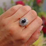 Ellibelle Jewellery Vintage Oval Sapphire & Diamond 18ct Gold Cluster Ring