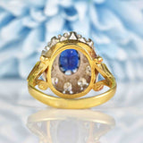 Ellibelle Jewellery Vintage Oval Sapphire & Diamond 18ct Gold Cluster Ring