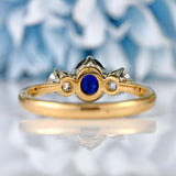Ellibelle Jewellery Vintage Oval Sapphire & Diamond 18ct Gold Three-Stone Engagement Ring
