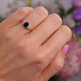Ellibelle Jewellery Vintage Oval Sapphire & Diamond 18ct Gold Three-Stone Engagement Ring
