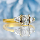 Ellibelle Jewellery Vintage Princess & Trillion-Cut Diamond 18ct Gold Three-Stone Engagement Ring (1.05cts)