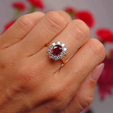 Ellibelle Jewellery Vintage Ruby & Diamond 18ct Gold Cluster Engagement Ring (0.95cts)