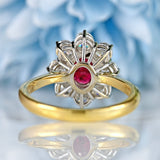 Ellibelle Jewellery Vintage Ruby & Diamond 18ct Gold Cluster Engagement Ring (1.25cts)