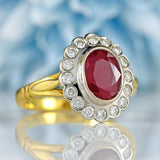 Ellibelle Jewellery Vintage Ruby & Diamond 18ct Gold Cluster Engagement Ring (1.60cts)