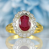 Ellibelle Jewellery Vintage Ruby & Diamond 18ct Gold Cluster Engagement Ring (1.60cts)