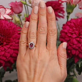Ellibelle Jewellery Vintage Ruby & Diamond 18ct Gold Cluster Engagement Ring