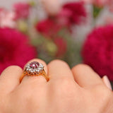 Ellibelle Jewellery Vintage Ruby & Diamond 18ct Gold Cluster Engagement Ring