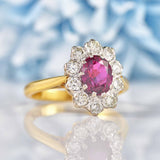 Ellibelle Jewellery Vintage Ruby & Diamond 18ct Gold Cluster Engagement Ring