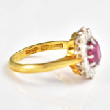 Ellibelle Jewellery Vintage Ruby & Diamond 18ct Gold Cluster Engagement Ring