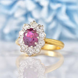 Ellibelle Jewellery Vintage Ruby & Diamond 18ct Gold Cluster Engagement Ring