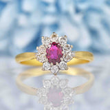 Ellibelle Jewellery Vintage Ruby & Diamond 18ct Gold Cluster Ring