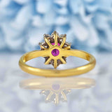 Ellibelle Jewellery Vintage Ruby & Diamond 18ct Gold Cluster Ring