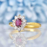 Ellibelle Jewellery Vintage Ruby & Diamond 18ct Gold Cluster Ring