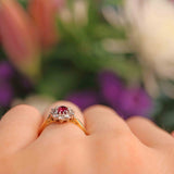 Ellibelle Jewellery Vintage Ruby & Diamond 18ct Gold Cluster Ring