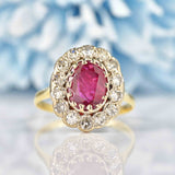 Ellibelle Jewellery Vintage Ruby & Diamond 18ct Gold Cluster Ring