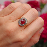 Ellibelle Jewellery Vintage Ruby & Diamond 18ct Gold Cluster Ring
