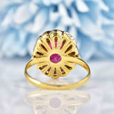 Ellibelle Jewellery Vintage Ruby & Diamond 18ct Gold Cluster Ring