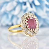 Ellibelle Jewellery Vintage Ruby & Diamond 18ct Gold Cluster Ring