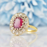 Ellibelle Jewellery Vintage Ruby & Diamond 18ct Gold Cluster Ring