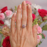 Ellibelle Jewellery Vintage Ruby & Diamond 18ct Gold Floral Cluster Ring
