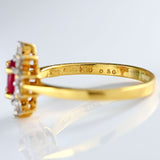 Ellibelle Jewellery Vintage Ruby & Diamond 18ct Gold Oval Cluster Engagement Ring