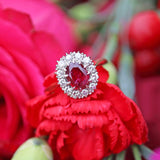 Ellibelle Jewellery Vintage Ruby & Diamond 18ct Gold Oval Cluster Ring (1.10cts)