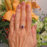Ellibelle Jewellery Vintage Ruby & Diamond 18ct Gold Oval Cluster Ring (1.10cts)