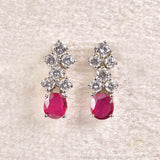 Ellibelle Jewellery Vintage Ruby & Diamond 18ct White Gold Drop Earrings