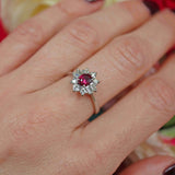 Ellibelle Jewellery Vintage Ruby & Vari-Cut Diamond 18ct White Gold Cluster Ring (0.60cts)