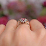 Ellibelle Jewellery Vintage Ruby & Vari-Cut Diamond 18ct White Gold Cluster Ring (0.60cts)