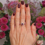 Ellibelle Jewellery Vintage Ruby & Vari-Cut Diamond 18ct White Gold Cluster Ring (0.60cts)