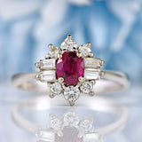 Ellibelle Jewellery Vintage Ruby & Vari-Cut Diamond 18ct White Gold Cluster Ring (0.60cts)