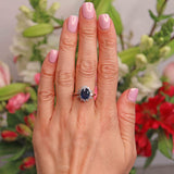 Ellibelle Jewellery Vintage Sapphire, Baguette & Brilliant Cut Diamond 18ct White Gold Cluster Ring